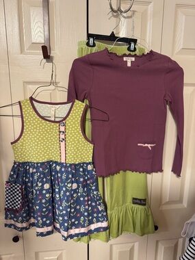 Matilda Jane Girls Three Piece Outfit - Purple & Lime Green size 10